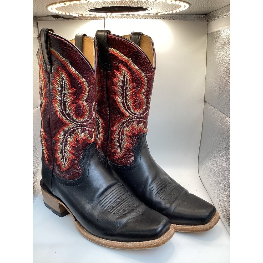 ARIAT HERITAGE BLACK LEATHER FLAME SHAFT S TOE COWBOY BOOTS Size 11